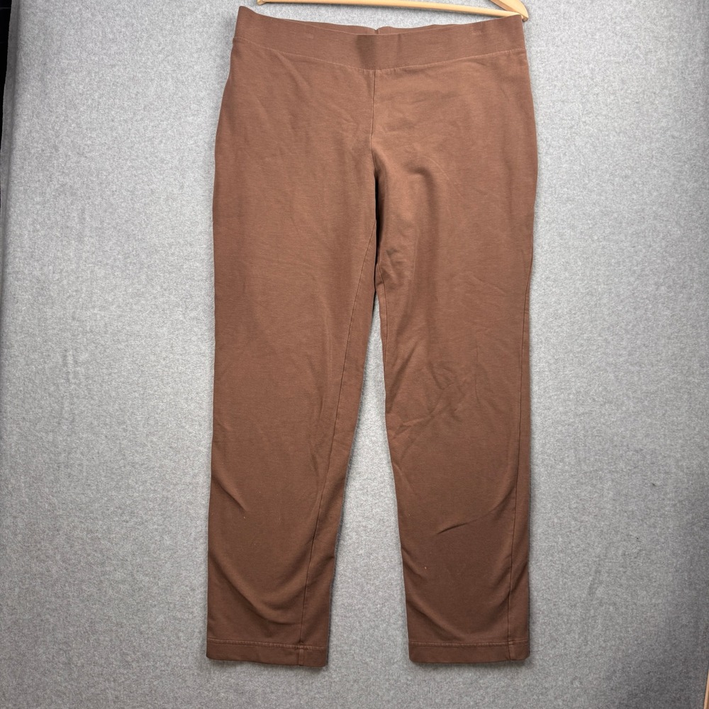 Pure Jill Slim Leg Pants Womens Large Brown Pima Cotton Stretch Pull On Lounge